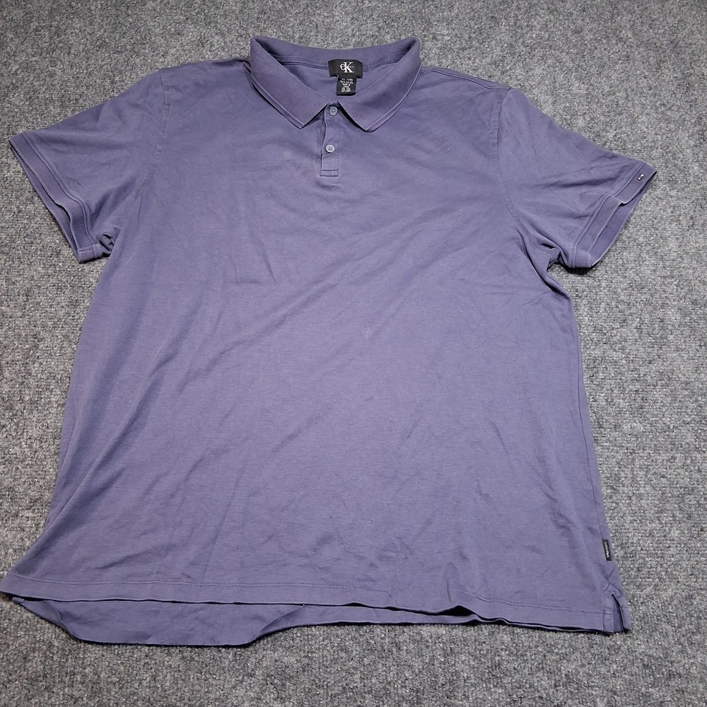 Calvin Klein Mens Classic fit Short Sleeve Polo Shirt XLarge Light Purple Solid